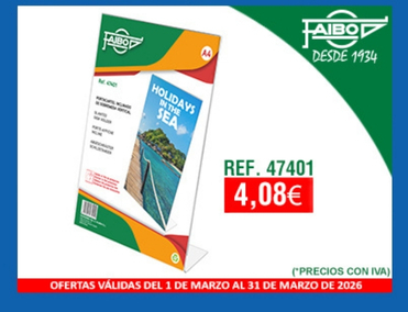 PORTACARTEL INCLINADO DE SOBREMESA A4 VERTICAL