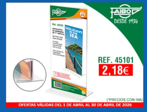 PORTACARTEL DE SOBREMESA en T 1/3 A4 VERTICAL